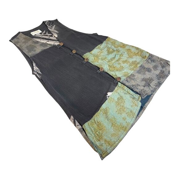 Kusnadi New York Vintage 90s Patchwork Rayon Vest Boho Artsy Hippie OS - Picture 7 of 8